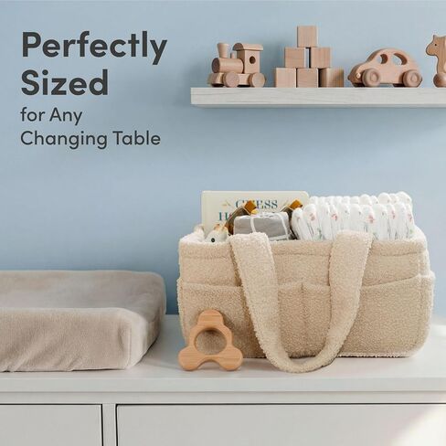 PUTSKA Baby Diaper Caddy Organizer, Nursery Basket, Cream Fleece in Saudi Arabia