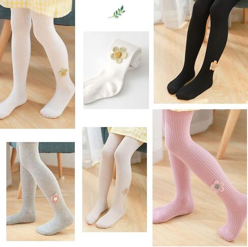 Baby Toddler Girls Tights Cable Knit Cotton Pantyhose for Kids | Cute Flower Stockings,Ribbed Semaless Leggings,Soft Stretchy,Cozy for Girls Winter Daily Wear,3/4/5 Pack in Kuwait