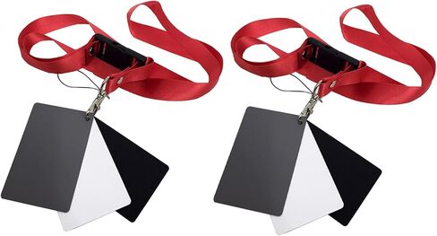 Levemolo 2pcs White Balance Grey Cards Photography Exposure Checker with Neck Strap for DSLR and Video Cameras Black White Grey Calibration in Saudi Arabia