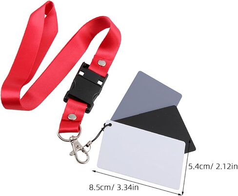 2pcs White Balance Card Set with Black Grey and White Exposure Photography Cards with Black Neck Lanyard for Videography and Studio Lighting in Saudi Arabia