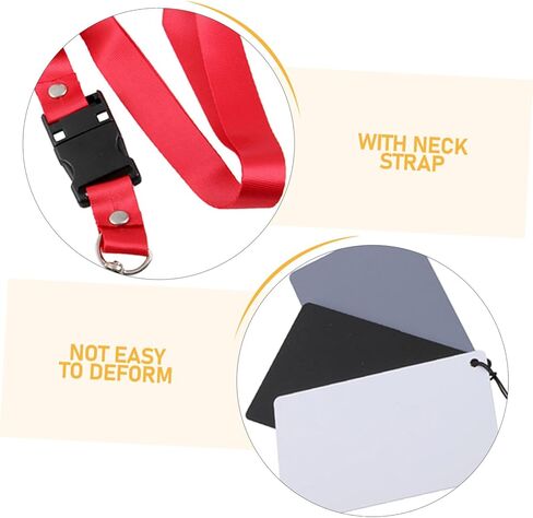 2pcs White Balance Card Set with Black Grey and White Exposure Photography Cards with Black Neck Lanyard for Videography and Studio Lighting in Saudi Arabia