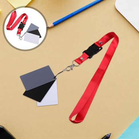 2pcs White Balance Card Set with Black Grey and White Exposure Photography Cards with Black Neck Lanyard for Videography and Studio Lighting in Saudi Arabia