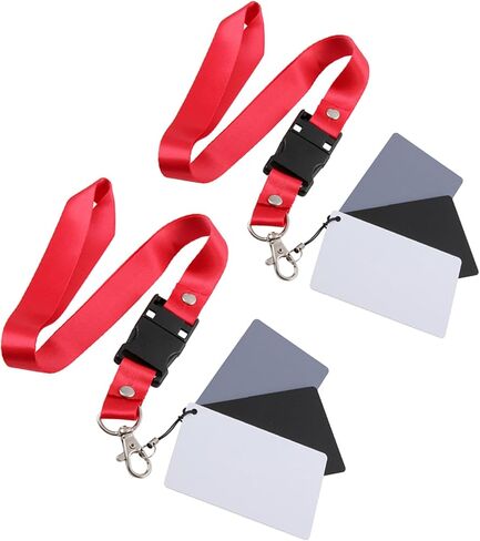 2pcs White Balance Card Set with Black Grey and White Exposure Photography Cards with Black Neck Lanyard for Videography and Studio Lighting in Saudi Arabia