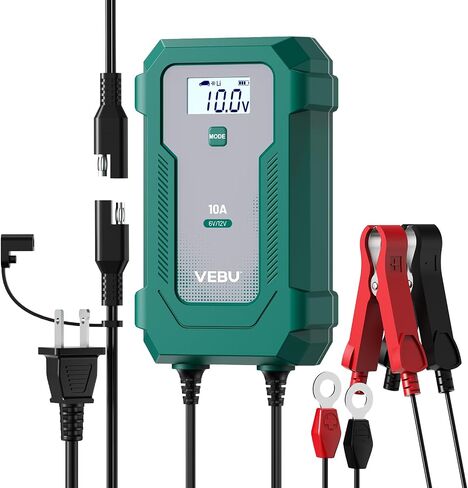 Motorcycle Trickle Charger 800mA Smart Battery Charger & Maintainer - Automatic for 6V/12V Lead Acid/Lithium Batteries, Plug & Play for Car Motorcycle Boat RV in Kuwait