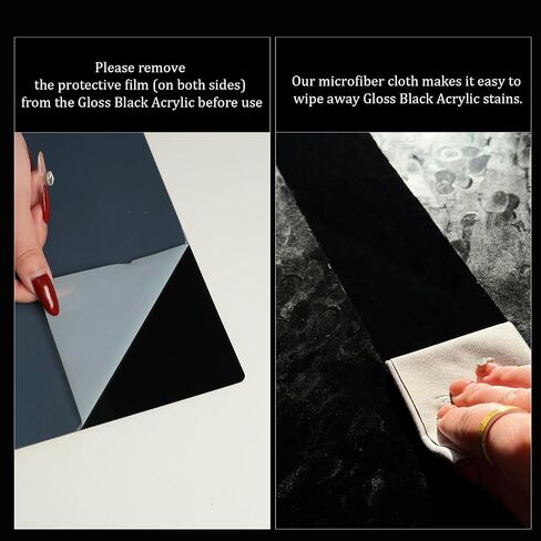 23 x 35 in Photo Backdrop Kit, 10 Sheets, 20 Patterns, Gloss Black Acrylic | Adds Mirror-Like Reflections and Depth to Food, Jewelry, Cosmetics and Other Product Photos and Videos in Saudi Arabia