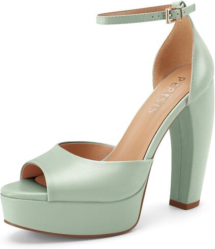 Women's Gold Chunky Platform Heels Peep Toe Block Heeled Sandals | 5 Inch Open Toe Ankle Strap Block Heel Dress Sandals,Shiny Metallic High Heels Dance Comfy Wedding Party Prom Summer Shoes in Saudi Arabia