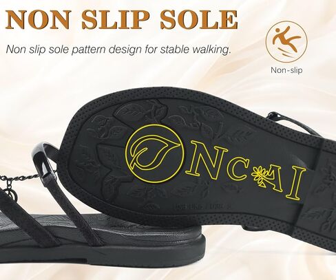 ONCAI Women's Flat Sandals Toe-loop Strappy Square Open Toe Slip on Fashion Dressy Slide Sandal for Woman 2026 Black Size 7 Summer Beach Casual Comfort Lightweight Outdoor Sole Slides Shoes in Saudi Arabia