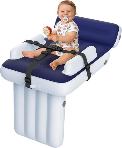 Inflatable Toddler Airplane Bed,Portable Seat Extender for Plane Car Train | Travel Plane Bed for Infants,31.5" Fits Airline Economy Seats,Blow Up Air Mattress with Safety Belt,Carry Bag & Fast-Pump in Saudi Arabia