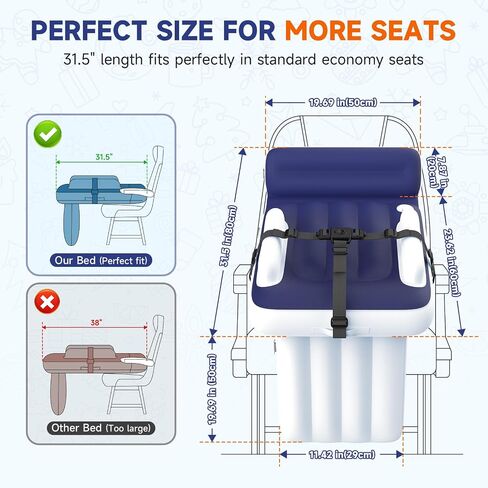 Inflatable Toddler Airplane Bed,Portable Seat Extender for Plane Car Train | Travel Plane Bed for Infants,31.5" Fits Airline Economy Seats,Blow Up Air Mattress with Safety Belt,Carry Bag & Fast-Pump in Saudi Arabia