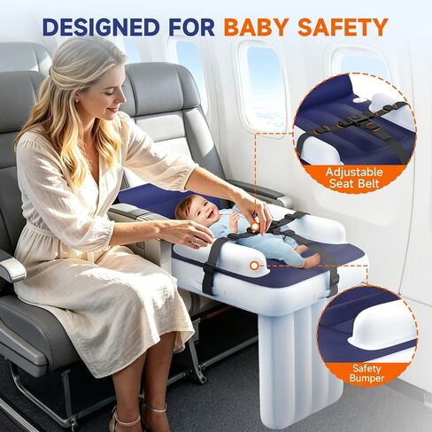 Inflatable Toddler Airplane Bed,Portable Seat Extender for Plane Car Train | Travel Plane Bed for Infants,31.5" Fits Airline Economy Seats,Blow Up Air Mattress with Safety Belt,Carry Bag & Fast-Pump in Saudi Arabia