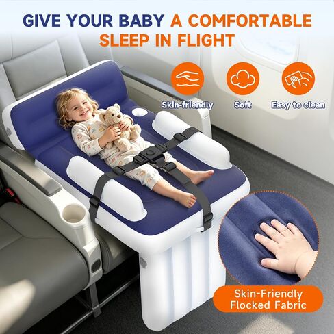 Inflatable Toddler Airplane Bed,Portable Seat Extender for Plane Car Train | Travel Plane Bed for Infants,31.5" Fits Airline Economy Seats,Blow Up Air Mattress with Safety Belt,Carry Bag & Fast-Pump in Saudi Arabia