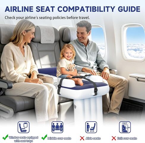 Inflatable Toddler Airplane Bed,Portable Seat Extender for Plane Car Train | Travel Plane Bed for Infants,31.5" Fits Airline Economy Seats,Blow Up Air Mattress with Safety Belt,Carry Bag & Fast-Pump in Saudi Arabia