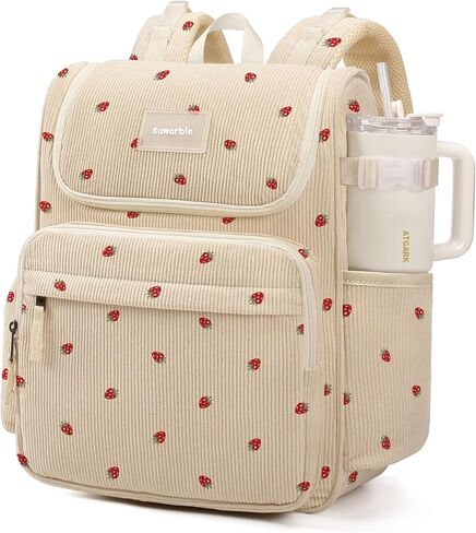 Large Corduroy Diaper Bag Backpack for Mom, 25L Baby Travel Bag with Insulated Pockets, 40oz Bottle Side Strap & Stroller-Ready Straps in Kuwait