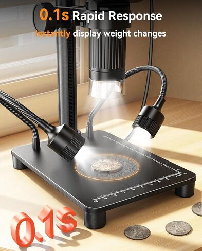Elikliv Coin Microscope with Weighing Scale, Digital Magnifier 8+2 Lights | 4.3" Screen, 0.1s Fast Reading, Camera & Video, USB PC View, Jewelry Magnifying Glass, Coin Collection supply For Error Coins in Saudi Arabia