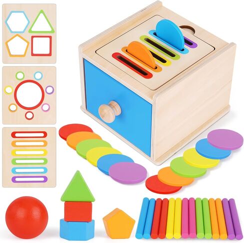 FCSONU Montessori Shape Sorters Toys for Toddler 1-3|Fine Motor Skills Toys | 3in1 Sorting Box | Coin Box Toy, Learning Color Sorting Toys Sensory Toys, Easter Christmas Birthday Gifts for Boys Girls Kid in Saudi Arabia