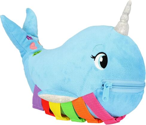 Buckle Toys, Bubbly Narwhal Plush Learning Toy, Develop Fine Motor Skills | Montessori Learning Activity Travel Toy for Toddlers, Develop Motor Skills and Problem Solving in Kuwait