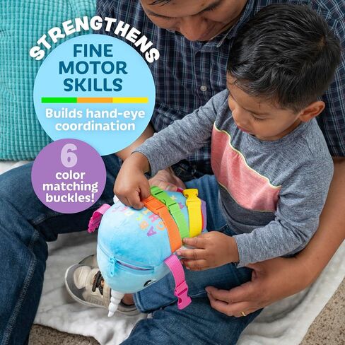 Buckle Toys, Bubbly Narwhal Plush Learning Toy, Develop Fine Motor Skills | Montessori Learning Activity Travel Toy for Toddlers, Develop Motor Skills and Problem Solving in Kuwait