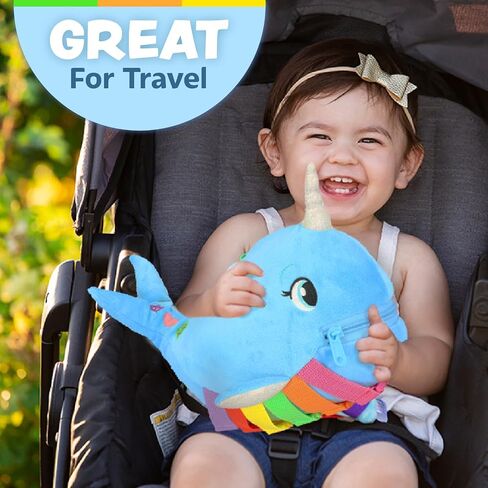 Buckle Toys, Bubbly Narwhal Plush Learning Toy, Develop Fine Motor Skills | Montessori Learning Activity Travel Toy for Toddlers, Develop Motor Skills and Problem Solving in Kuwait