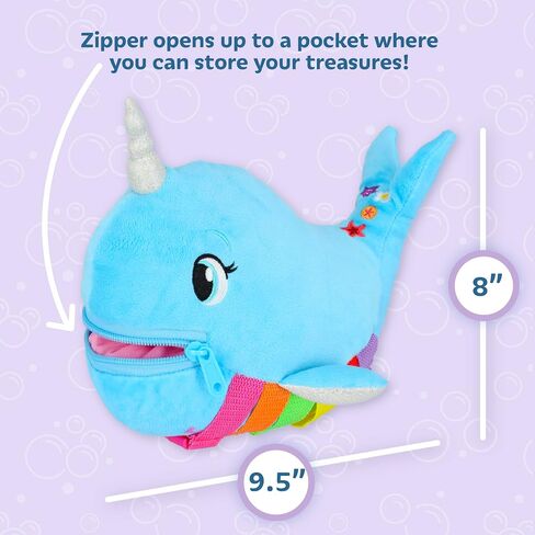 Buckle Toys, Bubbly Narwhal Plush Learning Toy, Develop Fine Motor Skills | Montessori Learning Activity Travel Toy for Toddlers, Develop Motor Skills and Problem Solving in Kuwait