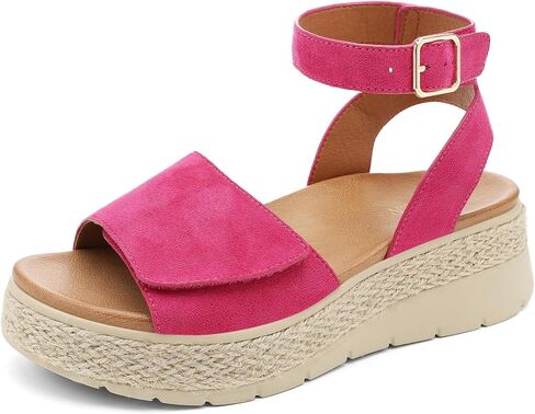 UBFEN Womens Platform Espadrille Wedge Sandals Orthopedic Arch Support | Cushioned Comfort Footbed, Lightweight, 2.08 Inches Low Wedge, Dressy Buckle Sandals for Walking, Vacation, All-Day Wear in Saudi Arabia