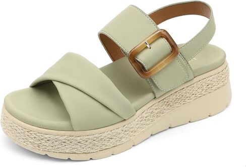 UBFEN Womens Low Wedge Platform Sandals Espadrille Orthopedic Arch Support | Cushion Insole, Comfortable for Walking, Adjustable Strap, 2 Inches Platform Heel Height, Dressy for Vacation, Travel, Dating in Saudi Arabia