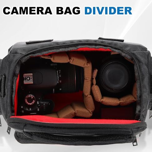 2 PCS Camera Bag Divider, 5.3 x 4.7 Inch Shockproof Protecting Camera Lens Bag Case Insert Partition Divider for Travel Photography Enthusiast Professional Photographers, Brown in Saudi Arabia