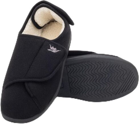 Diabetic Slippers Women, Lymphedema Shoes, Edema Shoes Swollen Feet, Indoor and Outdoor Hook and Loop, Non Slip House Shoes (Black/White, 11 WIDE) in Saudi Arabia