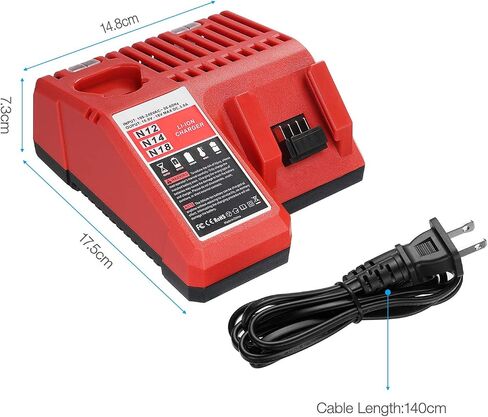 Powerextra 18V Replacement Rapid Charger for Milwaukee M12 & for M18, Compatible with 48-59-1812/48-11-2420/48-11-2440/48-11-1820/48-11-1840/48-11-1850/48-11-1815/48-11-1890 in Saudi Arabia