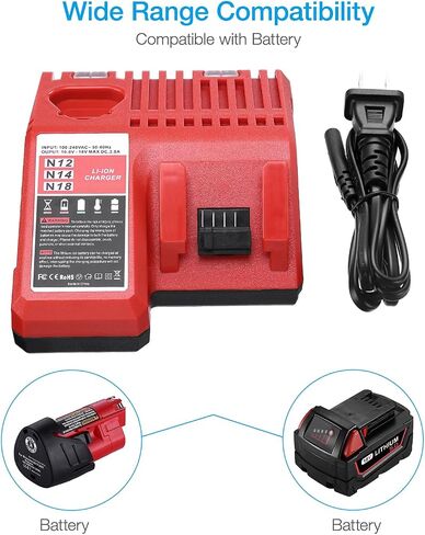 Powerextra 18V Replacement Rapid Charger for Milwaukee M12 & for M18, Compatible with 48-59-1812/48-11-2420/48-11-2440/48-11-1820/48-11-1840/48-11-1850/48-11-1815/48-11-1890 in Saudi Arabia