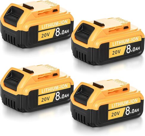 4 عبوات بديلة حقيقية بقدرة 8000 مللي أمبير في الساعة لبطارية DWalt 20V Max ذات السعة العالية | متوافق مع أدوات الطاقة اللاسلكية من سلسلة DWalt DCB200 DCB201 DCB203 DCB204 DCB206 DCB207 DCB208 مع مؤشر LED in Kuwait