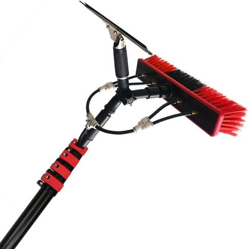 Window Brush Extendable Telescopic Cleaning Brush,Water Fed Telesbrush with Squeegee, 180° Rotatable Brush Head Solar Panel Aluminum Alloy Telescleaning Brush Telesrod,1 in Saudi Arabia