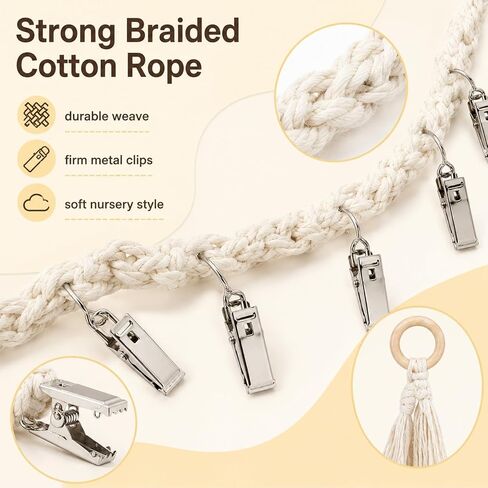 80 Inches Stuffed Animal Chain With 20 Metal Clips For Wall Corner(Beige) | Stuffed Animal Storage Chain With 20 Metal Clips,Plush Display,Toys Holder for Plush Animal Hanging or Corner Stuffed in Kuwait