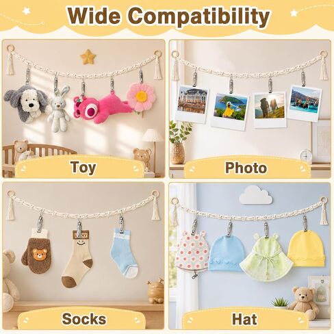 80 Inches Stuffed Animal Chain With 20 Metal Clips For Wall Corner(Beige) | Stuffed Animal Storage Chain With 20 Metal Clips,Plush Display,Toys Holder for Plush Animal Hanging or Corner Stuffed in Kuwait