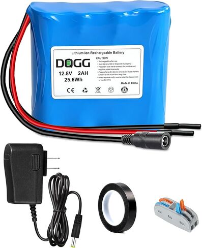 12V 2000mAh Rechargeable Lithium Battery with 12.8V 1A Charger, 2000+Cycles | Bare Leads Wire Replacement Battery Pack for 12 Volt Devices DIY Projects, RC Car, Boat, Robot, LED Light Strip, CCTV Camera in Kuwait