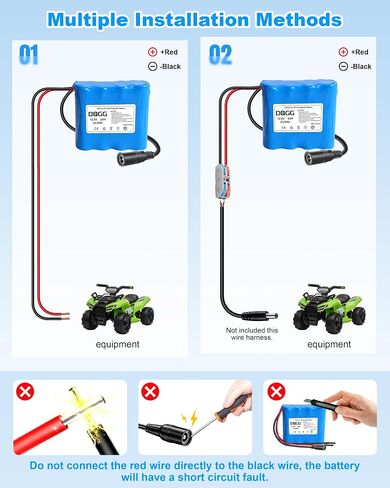 12V 2000mAh Rechargeable Lithium Battery with 12.8V 1A Charger, 2000+Cycles | Bare Leads Wire Replacement Battery Pack for 12 Volt Devices DIY Projects, RC Car, Boat, Robot, LED Light Strip, CCTV Camera in Kuwait