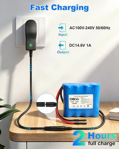 12V 2000mAh Rechargeable Lithium Battery with 12.8V 1A Charger, 2000+Cycles | Bare Leads Wire Replacement Battery Pack for 12 Volt Devices DIY Projects, RC Car, Boat, Robot, LED Light Strip, CCTV Camera in Kuwait