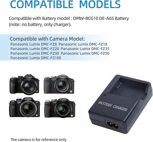 DE-A65 DMW-BCG10 Battery Charger for DMW-BCG10E Battery | Compatible with Panasonic Lumix DMC-ZS1 ZS3 ZS5 ZS6 ZS7 ZS8 ZS10 ZS15 ZS19 ZS20 TZ7 TZ10 TZ19 ZR1 ZR3 Digital SLR Cameras in Kuwait