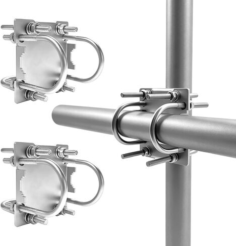 2Sets Mast Clamp Cross-Over Bracket Kit for 1" to 2.0" OD Pipes, Suitable for Installation of Heavy-Duty Mounting Weather Stations, Outdoor Antenna Setups, Security Cameras and More, Slinkdsco in Saudi Arabia