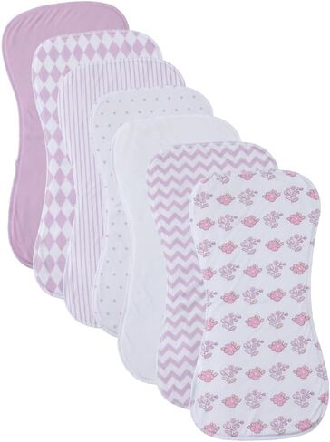 Baby Burp Cloths, 7 Pack, Assorted Prints with Squirrel, Dinosaur and Bear Themes (Multi-mg) in Saudi Arabia