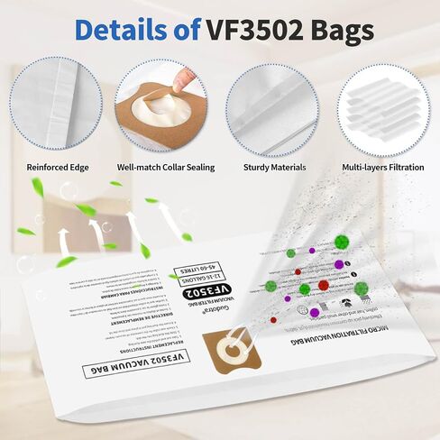 Gudotra 10 Packs VF3502 Vacuum Bags Replacement for Ridgid Vacuum Bags 12-16 Gallon Size A Replace Part 23743 WD1950 WD1956 WD1851 WD1850 WD1680 WD1450 WD1270 in Saudi Arabia