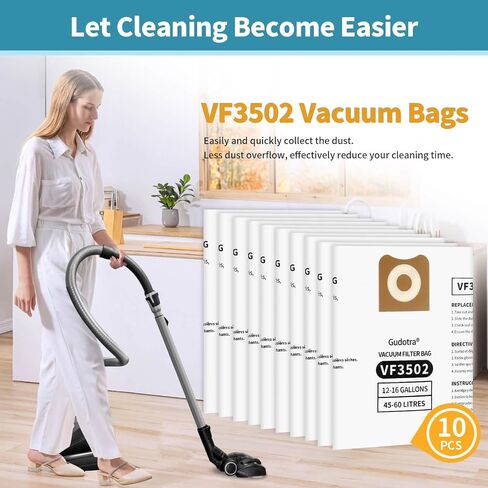 Gudotra 10 Packs VF3502 Vacuum Bags Replacement for Ridgid Vacuum Bags 12-16 Gallon Size A Replace Part 23743 WD1950 WD1956 WD1851 WD1850 WD1680 WD1450 WD1270 in Saudi Arabia