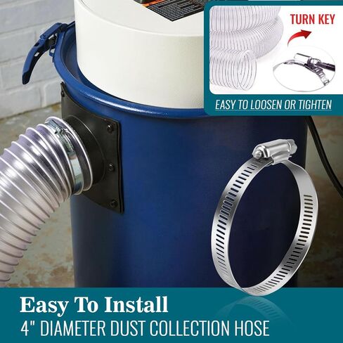 4" X 10' Dust Collection Flexible Hose with 4 In Clamp Heavy Duty Pvc Dust Debris and Fume Collection Hose for Dust Collection Systems, Clear Color in Saudi Arabia