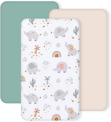 3 Pack Stretchy Bassinet Sheets - Universal Fit for Rectangle, Round, Oval, Hourglass Cradles & Moses Baskets - Soft Breathable Fitted Bassinet Sheets Set for Baby - Pink & Grey Heart in Saudi Arabia