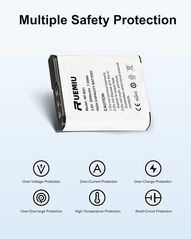 1-Pack Upgraded 2000mAh NP-BG1 NP FG1 Battery for Sony | Compatible with CyberShot DSC-HX9V, HX20V, HX30V, H7, H90, H9, W50, W80, W55, W120, W230, W220, T20 Camera, and More in Kuwait