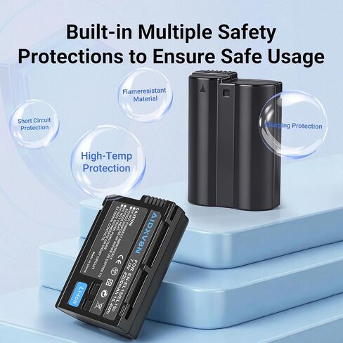 2-Pack EN-EL15 /EL15a/EL15b/EL15c Batteries and USB Dual Charger Compatible with Nikon Z6 Z7 D750 D850 D7000 D7100 D7200 D7500 D500 D600 D610 D780 D800 D800e D810 D810a Cameras in Saudi Arabia