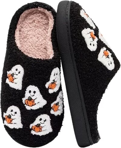 Halloween Slippers Women Ghost Pumpkin Indoor House Shoes Fuzzy | Multi Ghost, Pumpkin, Fuzzy, Plush, Indoor House Shoes, Slip On, Warm, Cute, Scuff, Cozy, Winter, Gift, Closed Toe, Non Slip in Kuwait