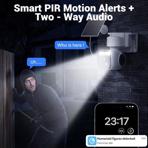 4G LTE Cellular Security Cameras Solar Powered No WiFi Needed Security Camera Outdoor Wireless Built-in eSIM Card 1080P HD Color Night Vision PTZ Live View Motion Detection 2-Way Audio in Saudi Arabia