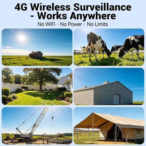 4G LTE Cellular Security Cameras Solar Powered No WiFi Needed Security Camera Outdoor Wireless Built-in eSIM Card 1080P HD Color Night Vision PTZ Live View Motion Detection 2-Way Audio in Saudi Arabia