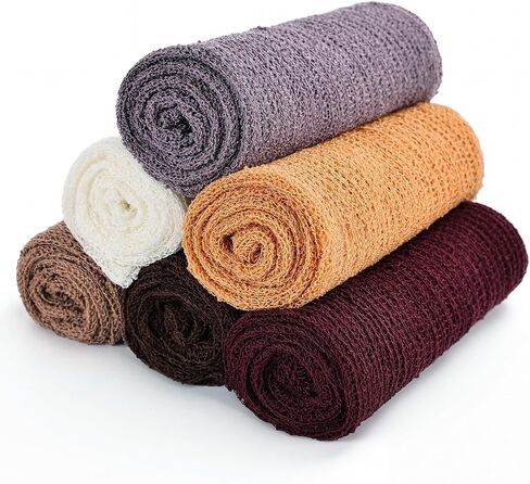 6Pcs Newborn Stretch Photography Wraps Unisex Long Ripple Swaddle for Baby Growth Commemorative Photoshoot,Elegant Color in Saudi Arabia