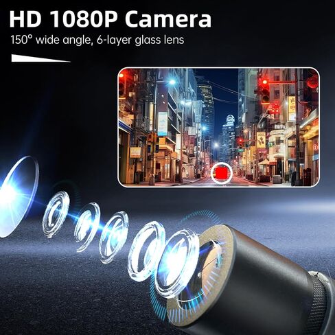 كاميرا دراجة مع وحدة تحكم سلكية بشاشة OLED، واي فاي GPS HD 1080P 150 درجة زاوية واسعة رؤية ليلية ضوء النجوم مقاومة للماء كاميرا داش للدراجة، تسجيل حلقي، مستشعر G (D5K) in Kuwait